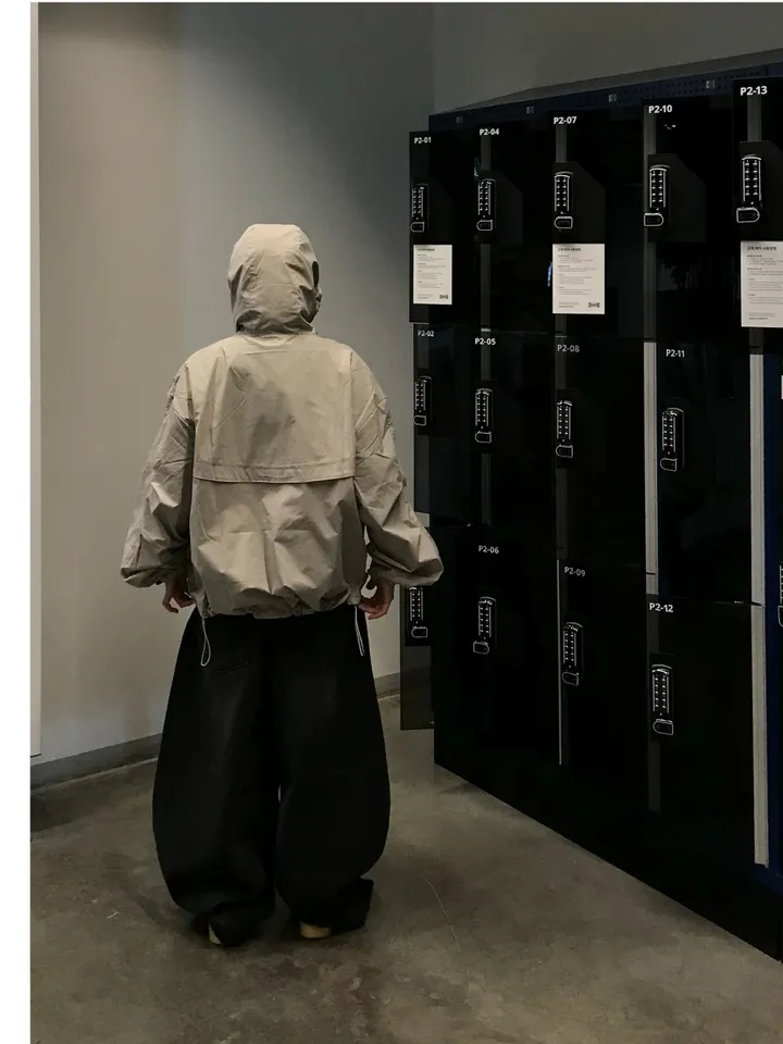 테크 오버핏 후드 바람막이 / 유니크 아메카지 숏자켓 봄자켓  윈드브레이커 여름바람막이 여름아우터 (남녀공용,4C) 상세 이미지 61