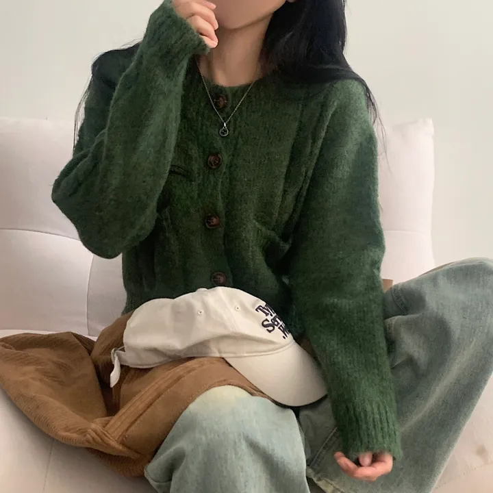 [귀여워요/보카시색감*.*] 아방 꽈배기 포켓 라운드 크롭 니트가디건 - 4color 상세 이미지 20