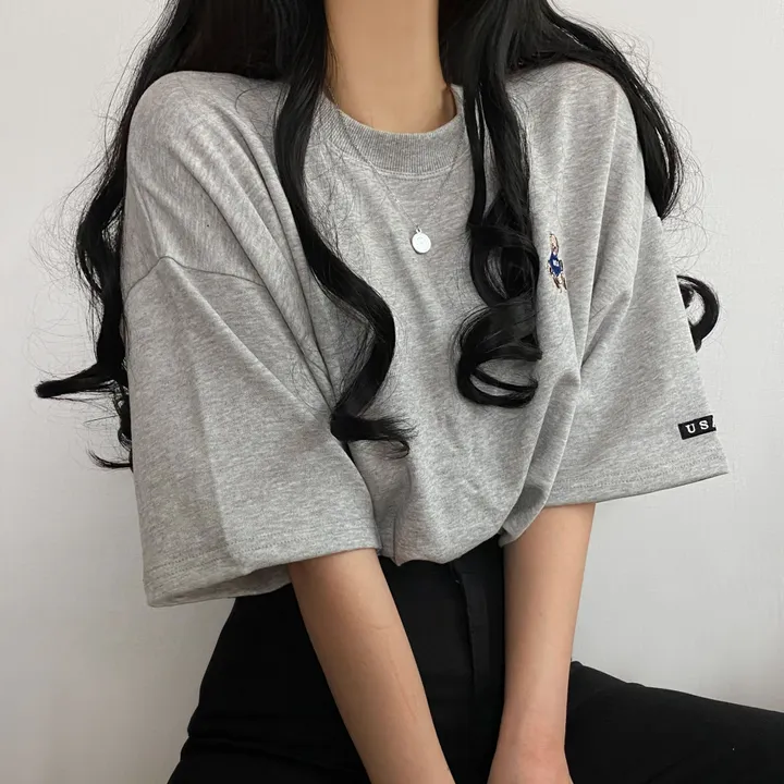 [예쁨/데일리] 베어 라벨 자수 오버핏 반팔티T 상세 이미지 35