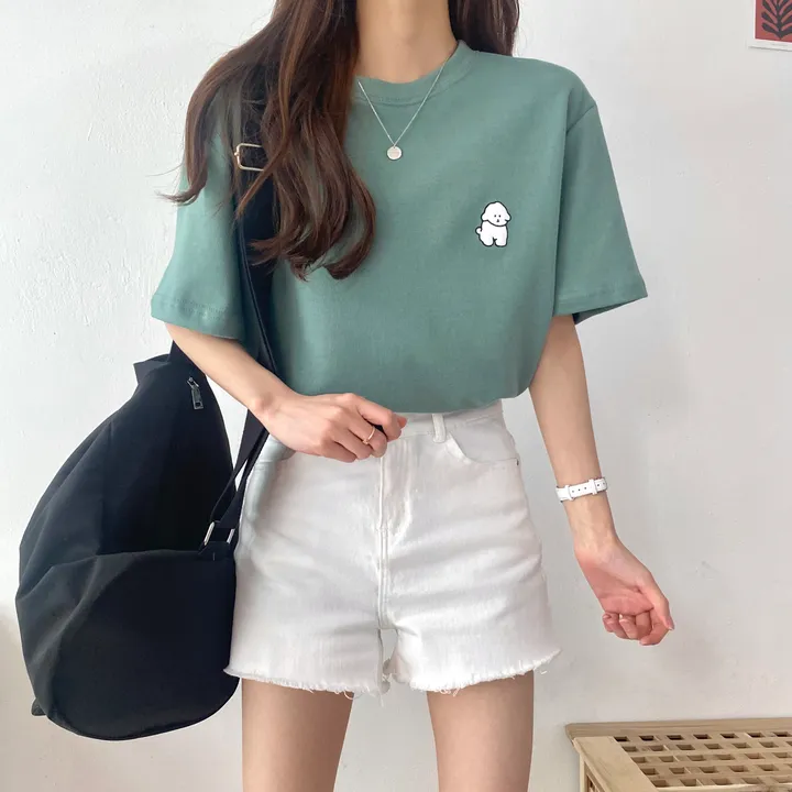 [묶음 할인/꾸안꾸] 귀여운 흰둥이 패치 반팔티 5color 상세 이미지 33