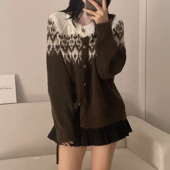 [손등덮는/🧶여리포근] 겨울 필수 아이템! 아벨 노르딕 앙고라 긴팔 니트 가디건 상세 이미지 12