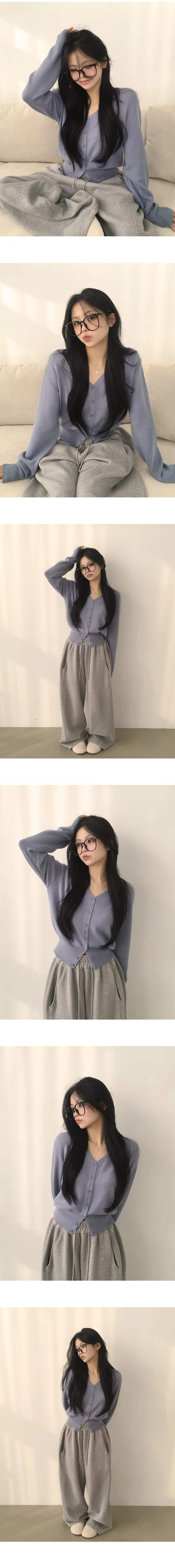 [허리잘록~/예쁨보장] 흐르는 여리핏, 소프트 브이넥 아방핏 긴팔 니트가디건 (7color) 상세 이미지 8