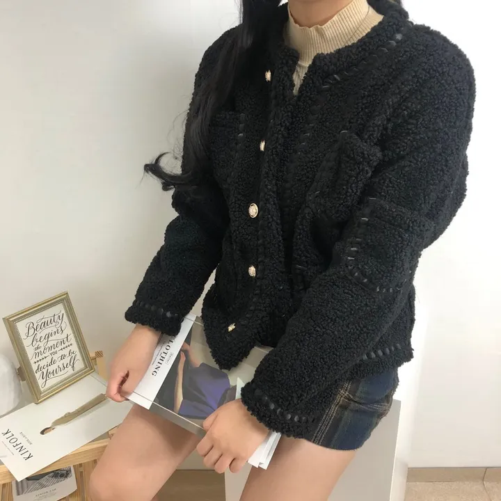 실물이 더 예쁜 3color: 트위드 양털 포켓 무스탕 자켓 상세 이미지 32
