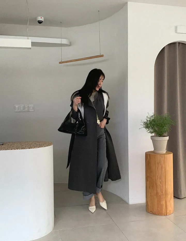 쇼룸 루프백 더블 트렌치 코트 상세 이미지 11