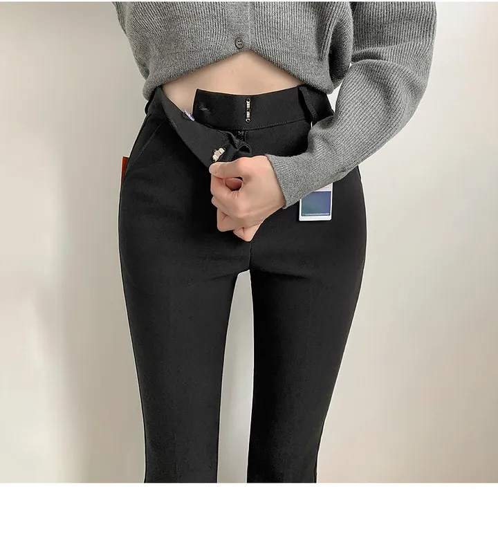 [숏,기본,롱💜보정필요없는!] 인생 치즈 스판 클립 하이 히든밴딩 스판 슬림부츠컷 슬랙스 팬츠 (2XL/키작녀/키큰녀/숏기장/롱기장) 상세 이미지 16