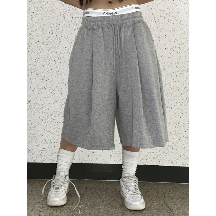 [UNISEX/기획특가/소장추천!/3size!]사이드 폴드 핀턱 포인트 루즈 와이드 벌룬 버뮤다 하프 트레이닝 팬츠(2color) 상세 이미지 59
