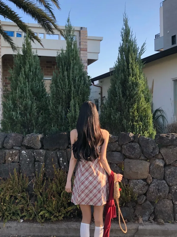 [세트가격❤️/예쁨보장!] 린넨 체크 셔링 리본 플레어 a라인 볼레로 크롭 가디건 원피스 투피스 세트;3color <여행룩/길이오절/핏존예!> 상세 이미지 23