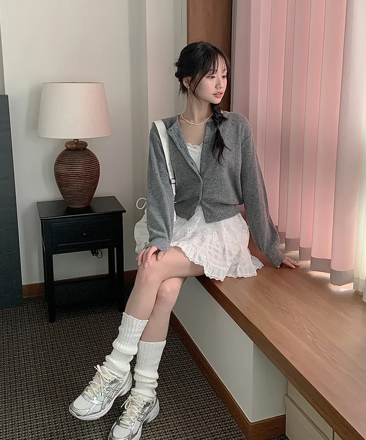 [데일리강추💗] 블러 라운드넥 가디건 봄 가을 / 출근룩 긴팔니트 봄가디건 가을가디건 하객룩 데일리룩 클래식블랑 상세 이미지 7