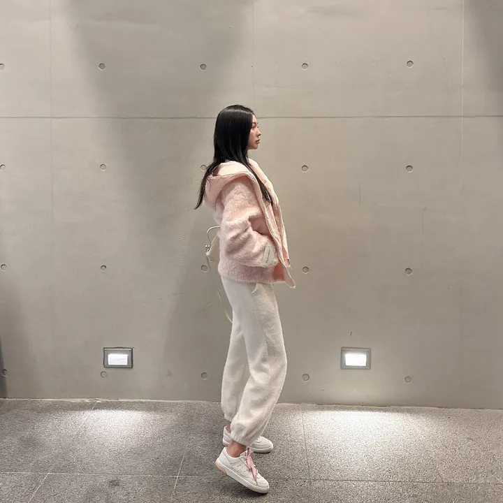 [러블리⛄/털빠짐X] 핑키 딸기우유 소프트 후드 퍼 뽀글이 앙고라 코트 집업 자켓 상세 이미지 28