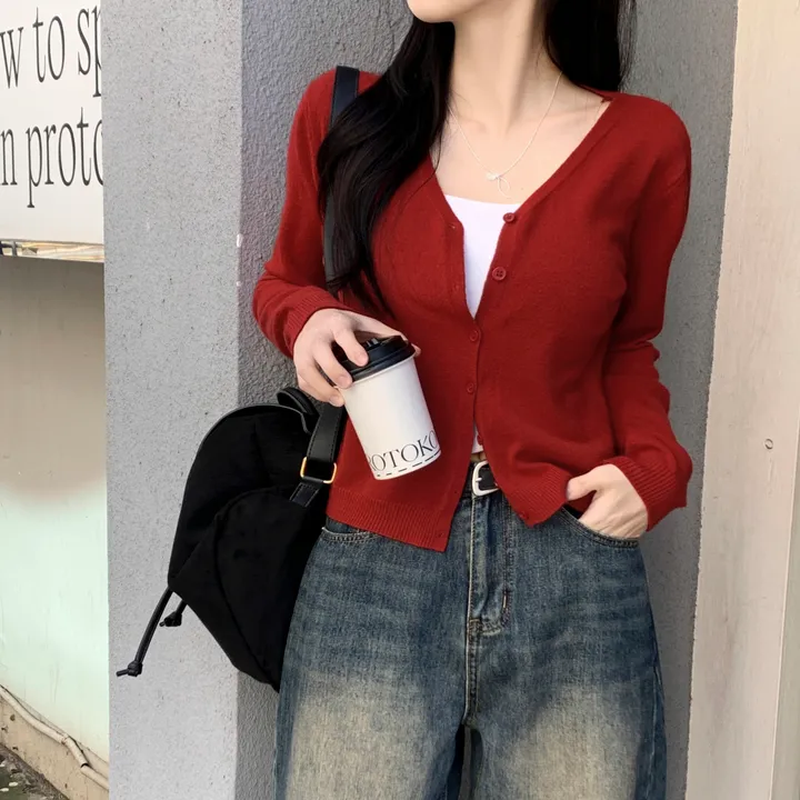 당일출고🚀,문의폭주[MD강추] 픽미 브이넥 꾸안꾸 여리핏 레이어드 베이직 간절기 아우터 긴팔 니트 가디건 -6color 상세 이미지 7