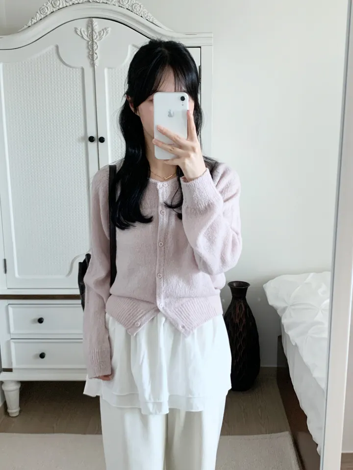 [보송/여리핏☁️] 바스 모헤어 가디건 (5color) 봄가디건/여름옷/데일리룩/데이트룩/벚꽃/나들이룩/핑크/니트/피크닉룩 상세 이미지 5