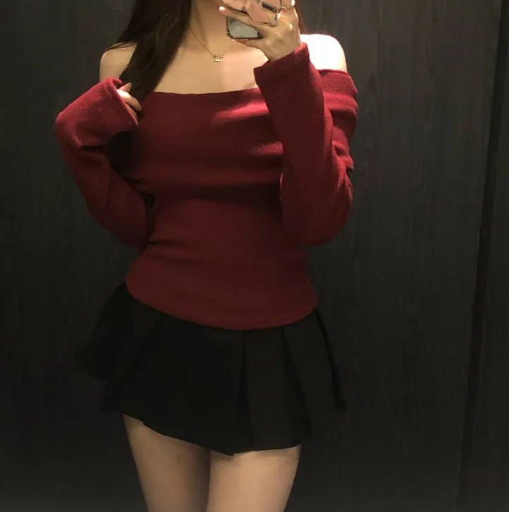 +특가할인✨ [봄신상/팔뚝살소멸핏] 기본충실! 로제 오프숄더 슬림 니트 긴팔 티셔츠 knit (*핏,컬러완벽 *흘러내림X) 상세 이미지 23