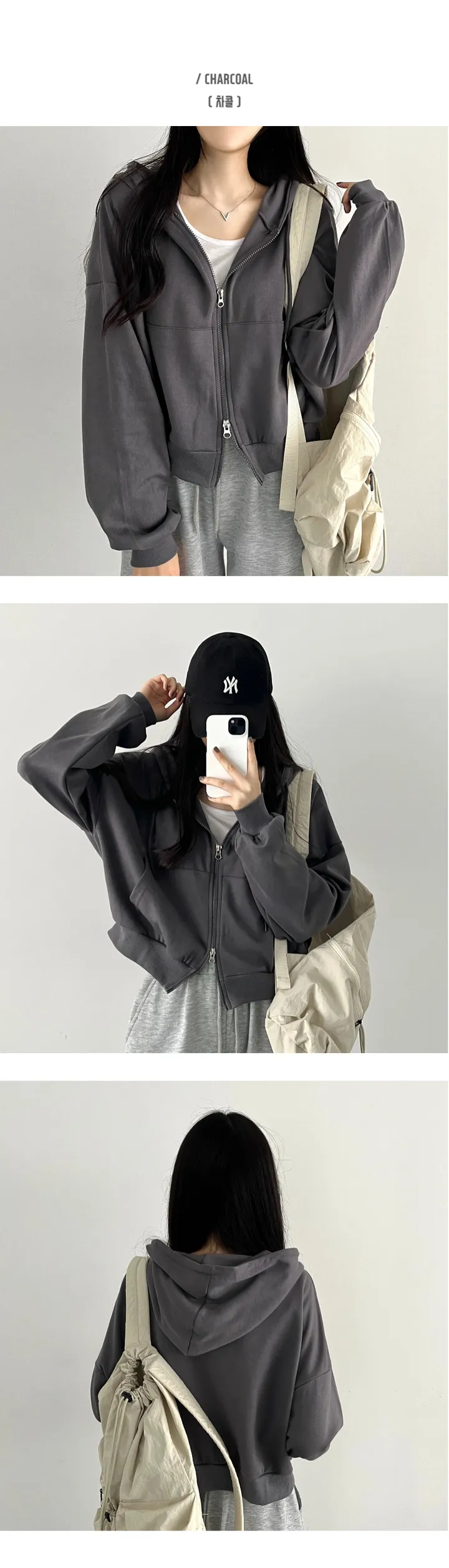 기모추가!🧡[단독9컬러/MD픽] 투웨이 세미크롭 후드집업 왕모자 루즈핏 상세 이미지 19