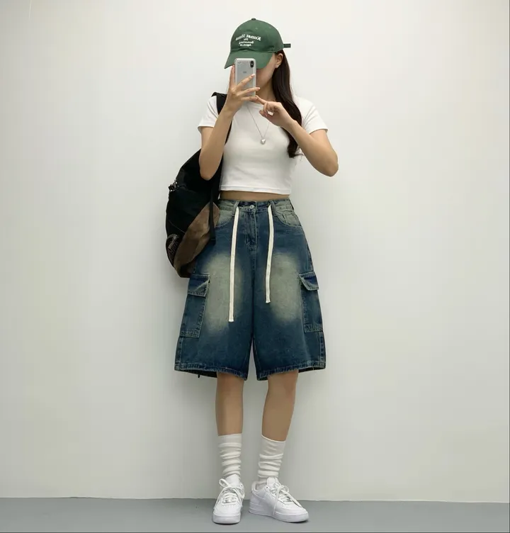 [인생버뮤다/~XL/5부기장] 버블 빈티지 워싱스트링 카고 버뮤다팬츠 5부 데님팬츠 청반바지 숏팬츠 여름팬츠 선데이이브닝 상세 이미지 28