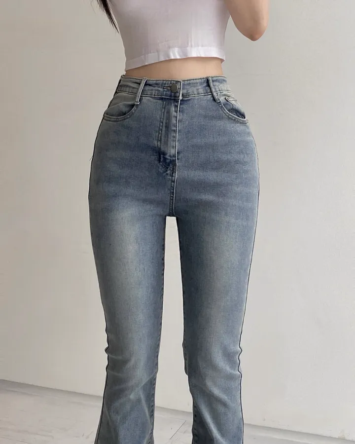 [인생팬츠/기장선택/~2XL] 빈티지 워싱 스판 하이웨스트 부츠컷 데님 롱 팬츠 - 6color 상세 이미지 14