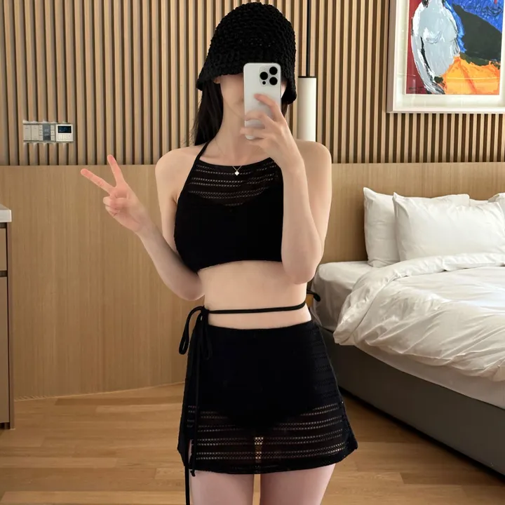 [당일🤍/수영복세트] 하우스 펀칭 홀터 비키니 스윔웨어 비치웨어(2pcs) 상세 이미지 10