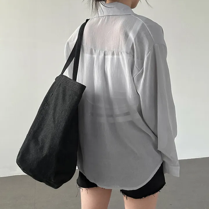 당출🚀[주문폭주!/BIG] 헤링본 데님 캔버스 무지 오버핏 에코백 / 빅 숄더백 3color 상세 이미지 22