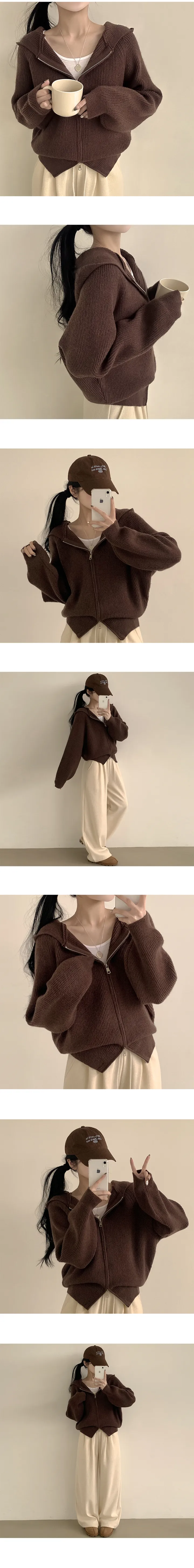 [박시ver/고퀄,꾸안꾸!] 부드러운 울소재, 투웨이 후드 루즈핏 집업 니트가디건 (5color) 상세 이미지 3