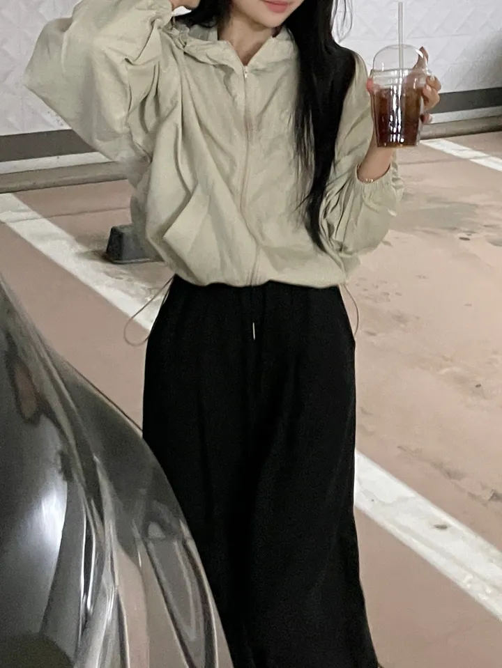 [new버전 크롭 박시핏] 허리 스트링 기본 데일리 간절기 바람막이 상세 이미지 21