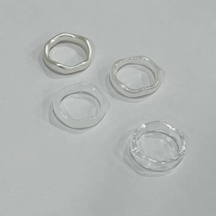 [색상추가/10pcs] 물결 마블 호마이카 아크릴 레이어드 반지 우정링 상세 이미지 23