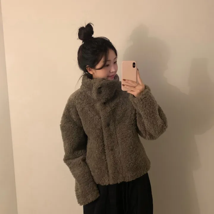 [문의폭주🐻] 베어 버튼 뽀글이 퍼 숏코트 자켓 / 누빔 코트 자켓 - 3color 상세 이미지 19