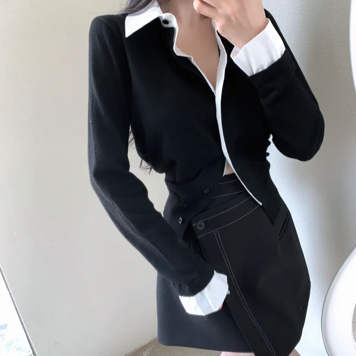 심플리 셔츠배색 가디건 상세 이미지 20