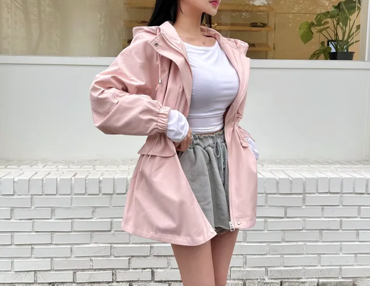 *숏or롱* [MADE🧵] *당일배송* 블라썸 스트링 후드 야상 점퍼 (5color) 간절기 봄자켓 봄야상 봄트렌치 하프트렌치 크롭야상 바람막이 상세 이미지 12