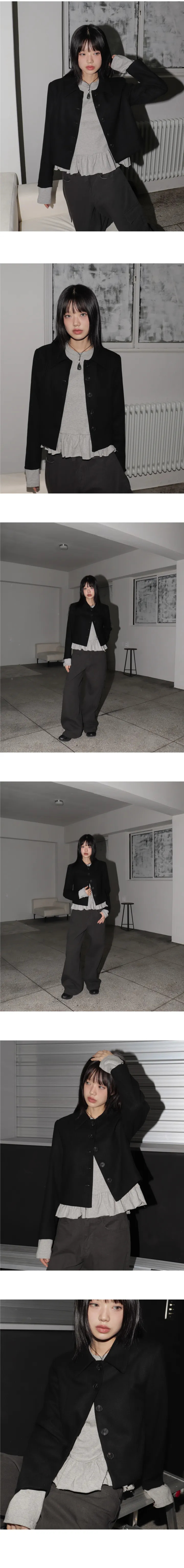 [봄ver추가🤍/MADE] 사에 베이직 피치기모 절개 카라 숏 자켓 상세 이미지 8