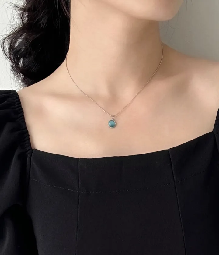 [자체제작] 블루 캣츠아이 써지컬 빈티지목걸이 데일리목걸이 상세 이미지 2
