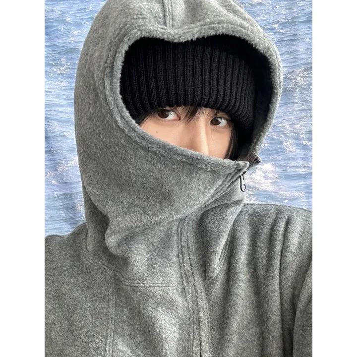 [UNISEX]히든 더 플리스 후리스 바라클라바 후드 포켓 스트링 포인트 집업(3color/3-5일 여유주문) 상세 이미지 5