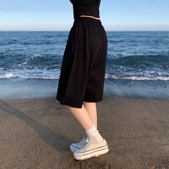 [핏보장🖤/L-XL] 발리 버뮤다 원턱 밴딩 와이드 숏 허리밴딩 트레이닝 팬츠 바지 키작녀 키큰녀 빅사이즈 남녀공용 상세 이미지 30
