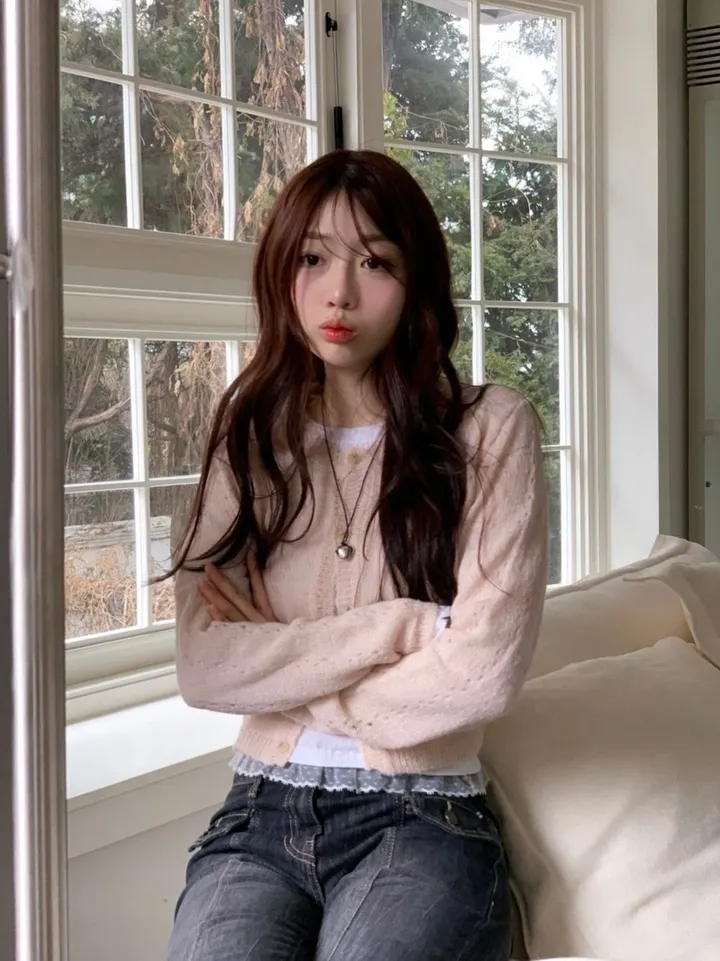 [벚꽃룩ෆ플라워펀칭]글로이 빈티지 러블리 여리핏 플라워 펀칭 버튼 물결 울니트 가디건 3color 상세 이미지 21