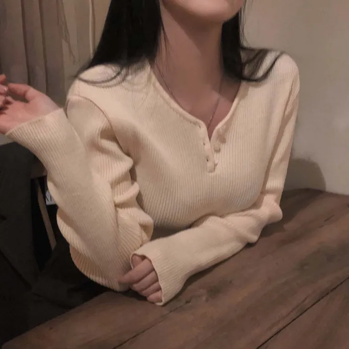 [4계절필수 디자인/연그레이 당일출고✨] 자체제작 #크치Made 젤리 버튼 트임 브이넥 골지 겨울 니트 긴팔티셔츠 - nt 상세 이미지 47