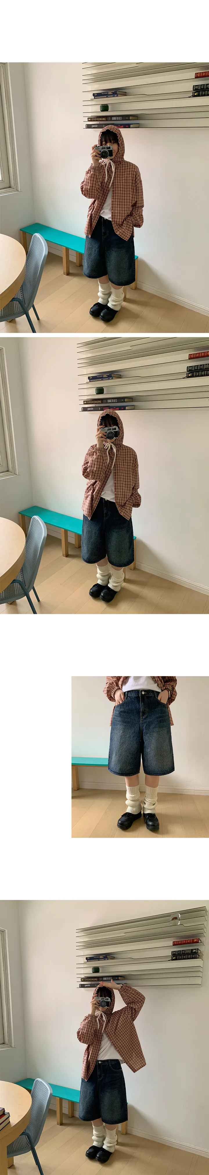 [3천장돌파]포피로 워싱 하프 데님 팬츠 상세 이미지 3