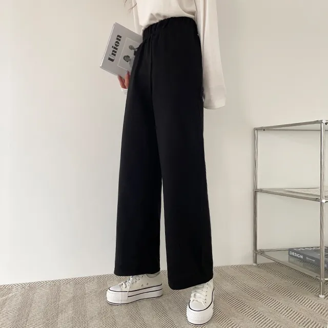 (키작녀,베이직,키큰녀) (기모선택가능!) 포시즌 밴딩와이드팬츠 트레이닝팬츠 4color 상세 이미지 34