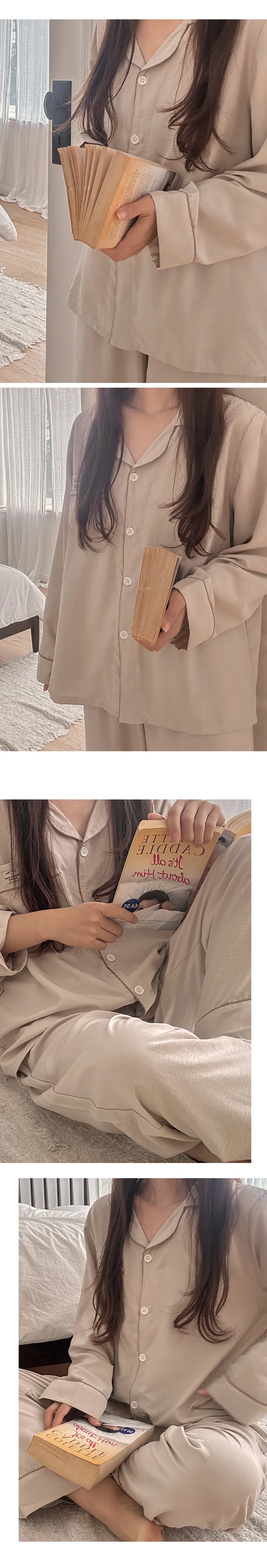🌷 2만장 돌파🙏 당일발송 H.made✔ 베르니 무지 커플 잠옷 봄 가을 긴팔 파자마 세트 7color 상세 이미지 19