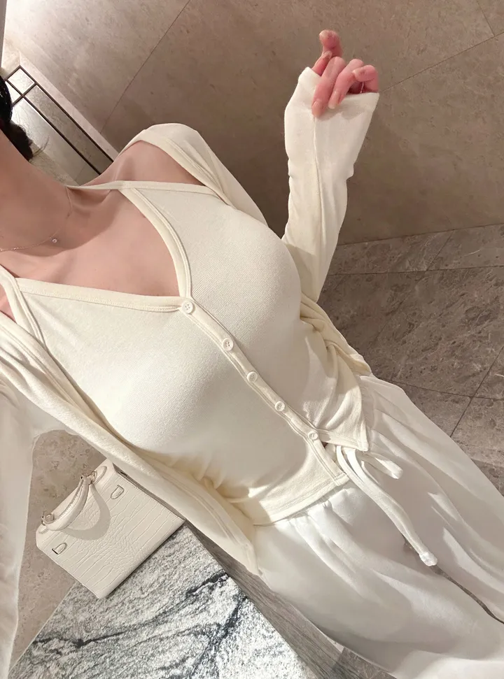 오묘한컬러감🌹*뷰엘단독* 아망 홀터넥 나시 가디건 투피스 세트 레이어드 가디건 봄가디건 상세 이미지 49