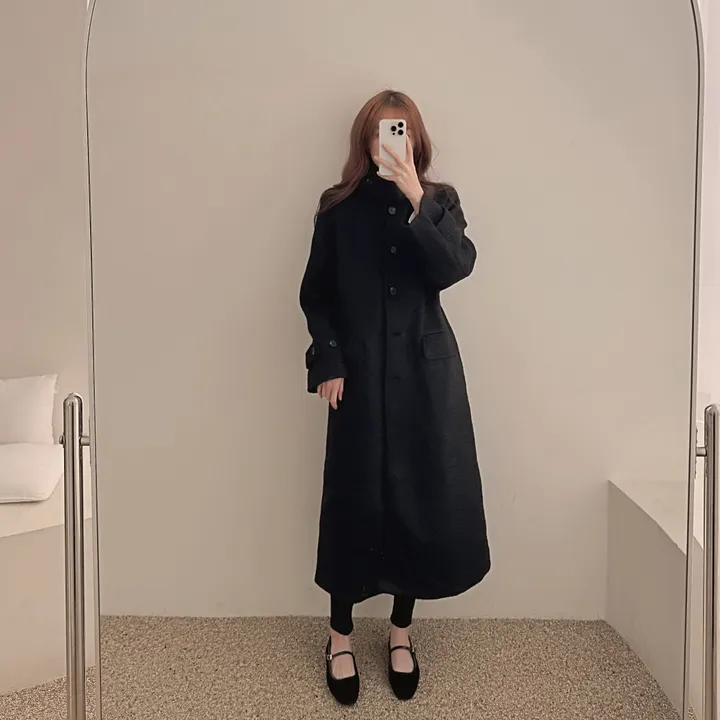 하이넥 부클 뽀글이 파스텔 허리 슬림 벨트 맥시 싱글 롱코트(3color)크리스마스룩 연말룩 상세 이미지 30