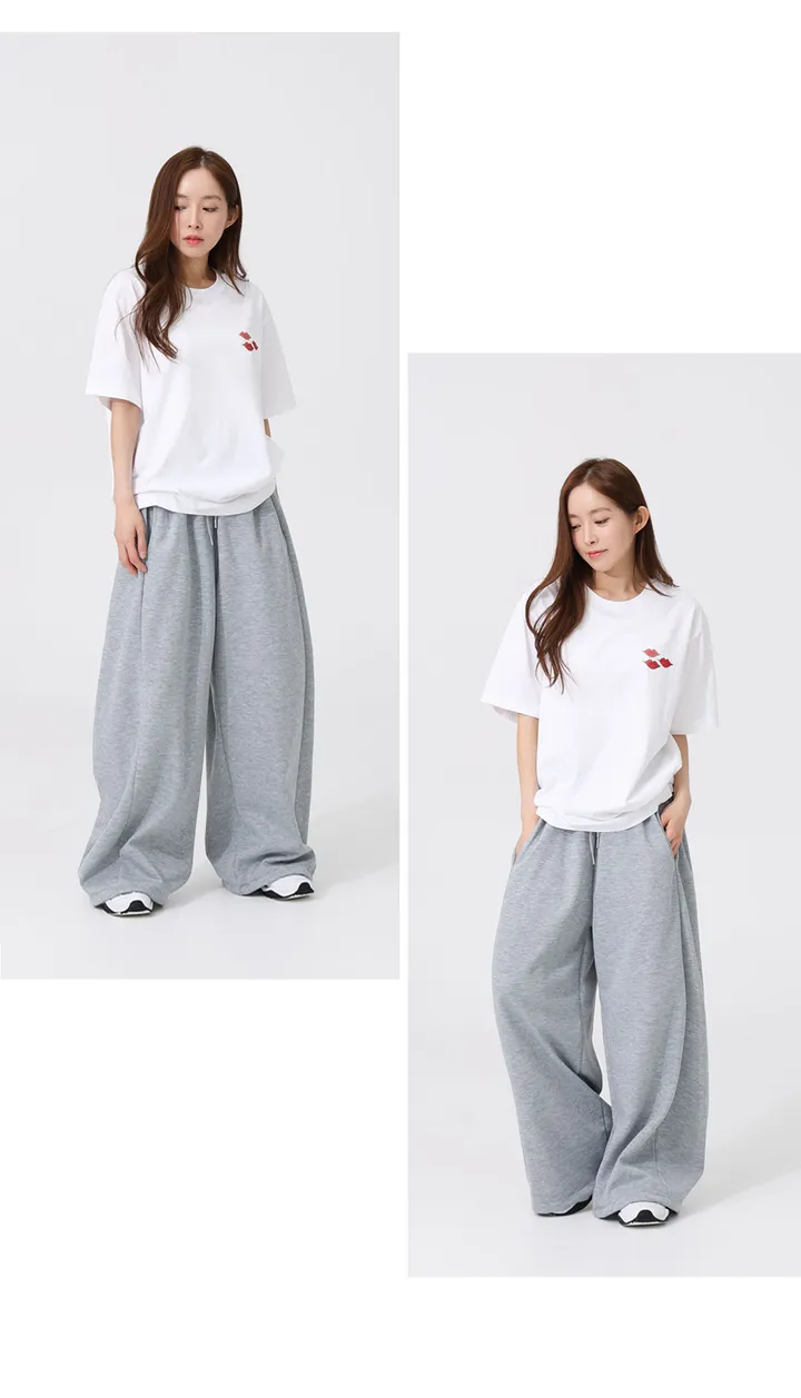 숏/롱 기장선택! 와이드 절개라인 여성 트레이닝 바지 와이드벌룬스웻팬츠 와이드팬츠 카고팬츠 조거팬츠 츄리닝 운동복 상세 이미지 10