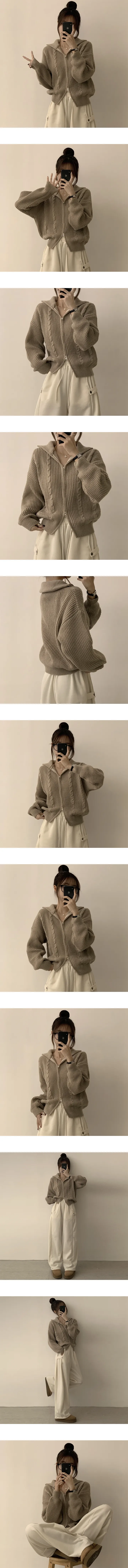 [리뷰99%만족/도톰🐻/퀄리티보장!] 벨리 투웨이 데일리 가을 카라 집업 겨울 긴팔 꽈배기 니트 가디건 하이넥 데일리 아우터 5color 상세 이미지 5