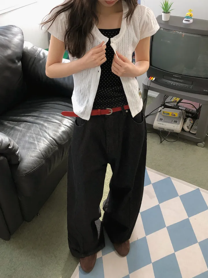 밤비 빈티지 펀칭 반팔 가디건 상세 이미지 28