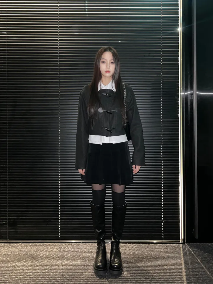 [24재입고] 윈터 더플 코트 크롭 자켓 (Black) 상세 이미지 3