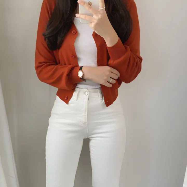 (데일리)소프트 기본 긴팔 니트 크롭 브이넥 가디건 5color 상세 이미지 30