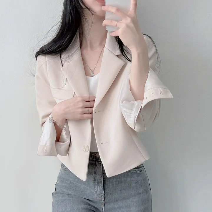 봄자켓*.* [패드없는, 퀄리티굿] 소매트임 크롭 자켓 상세 이미지 12