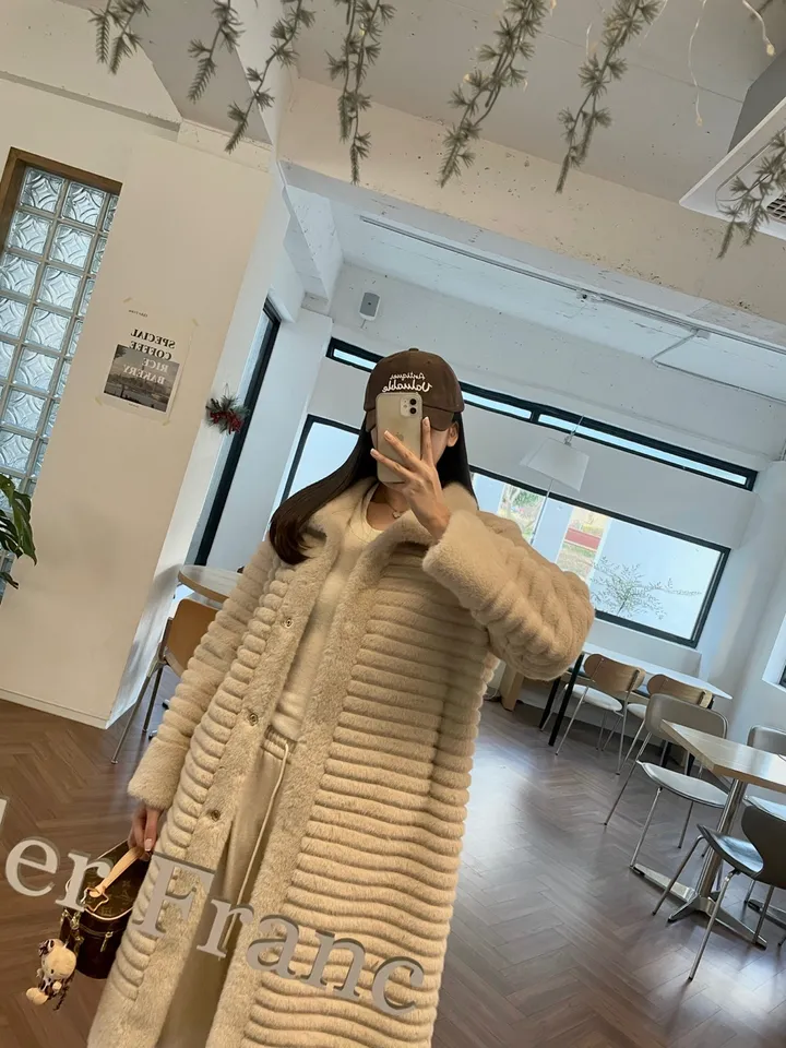 *신상할인!!/강추!!* 수입) TF 밍크 페이크 에코 퍼 세일러 하프 롱코트 자켓 무스탕 상세 이미지 17