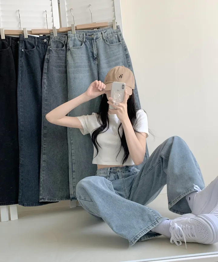 ["인생"데님🖤/기장선택/~XL] 올데이 하이웨스트 캣브러쉬 워싱 데님 와이드 팬츠 바지 키작녀 키큰녀 빅사이즈 청바지 상세 이미지 7