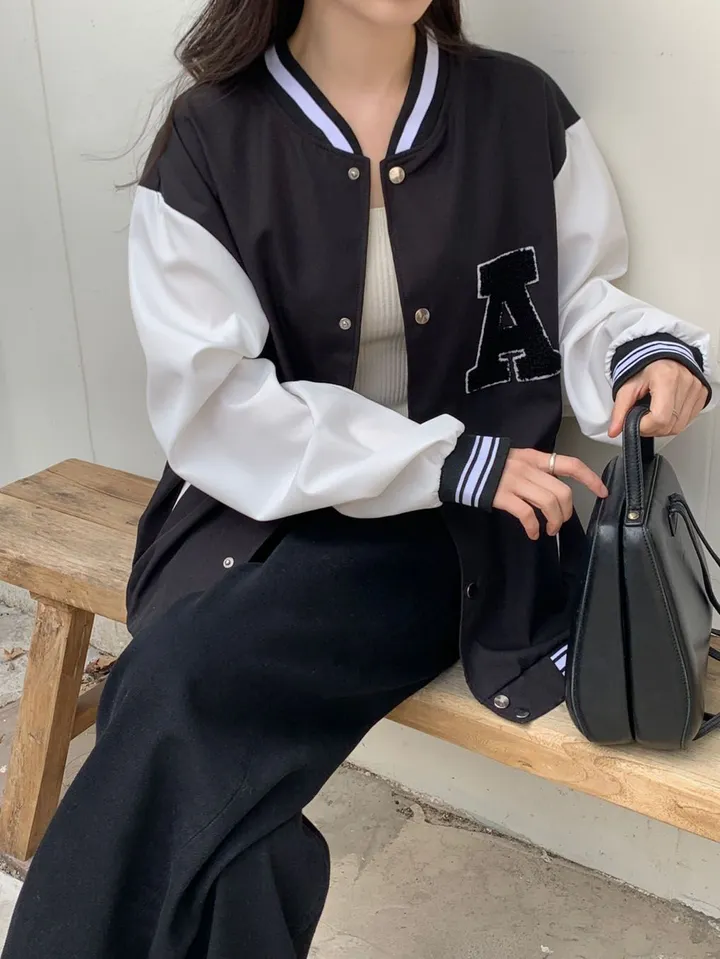 [봄코디🌻/인생핏💜] 핏 이쁜 바시티 자켓 야구 점퍼 봄 아우터 바람막이 봄 코디 상의 벚꽃 나들이 출근룩 상세 이미지 5