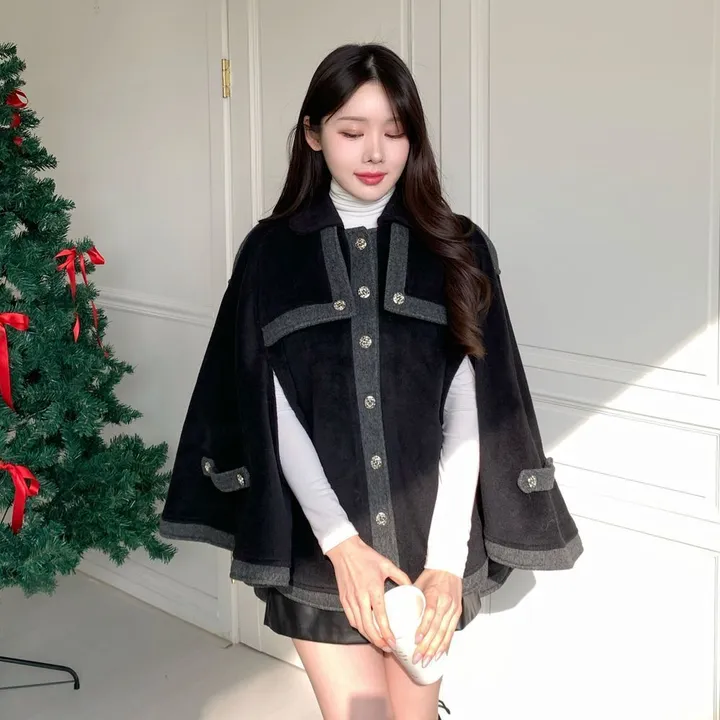 [겨울아우터✨] 클래식 케이프코트 / 숏코트 모직코트 망토자켓 망토코트 연말룩 오버핏자켓 점퍼 겨울자켓 겨울점퍼 아우터 수입의류 배색자켓 핸드메이드코트 울코트 핸드메이드코트 밍크코트 퍼코트 퍼자켓 후리스 뽀글이 숏패딩 경량패딩 무스탕 양털코트 크리스마스 상세 이미지 48