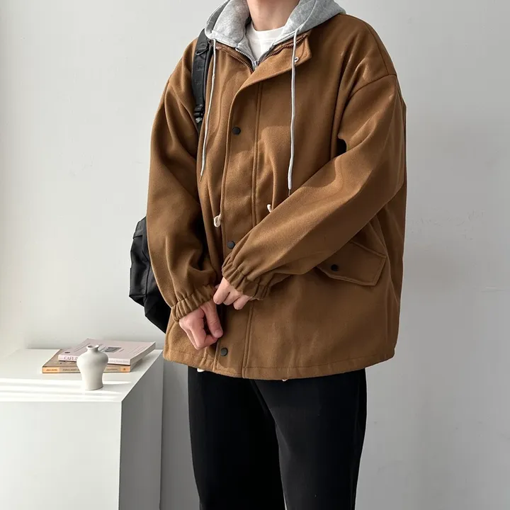 가을 겨울 오버핏 하프 코트 미니멀 빅사이즈 아우터 후드레이어드오버핏코트 상세 이미지 9