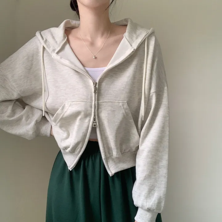 [아방귀염핏💕/투웨이] 로멜 크롭 루즈핏 벌룬 김팔 투웨이 후드 집업 상세 이미지 22